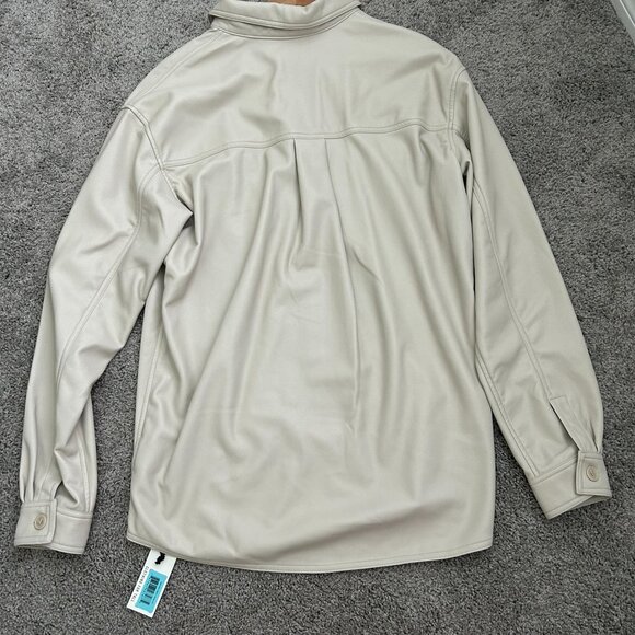 NWT American Tall Jacket Shacket Size Large XT Cream Oversized Vegan Leather - Picture 5 of 5